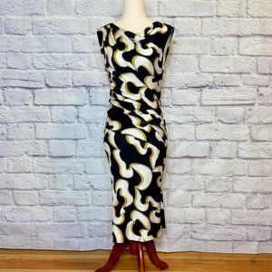 Diane Von Furstenberg Black & White Bodycon Midi Dress